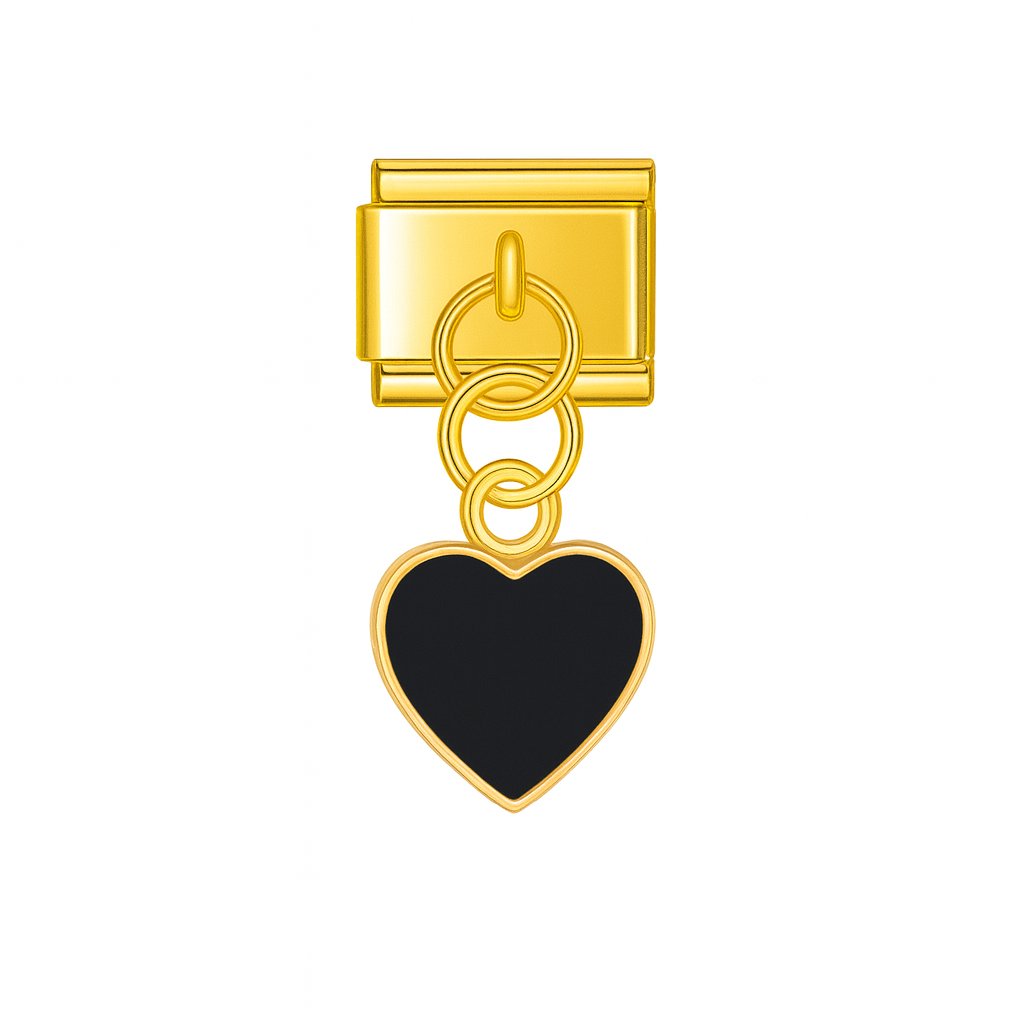 Schwarzes Herz - goldene Fassung