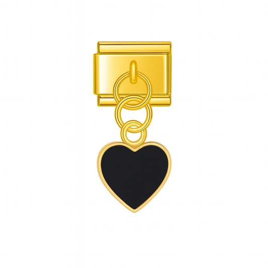 Schwarzes Herz - goldene Fassung